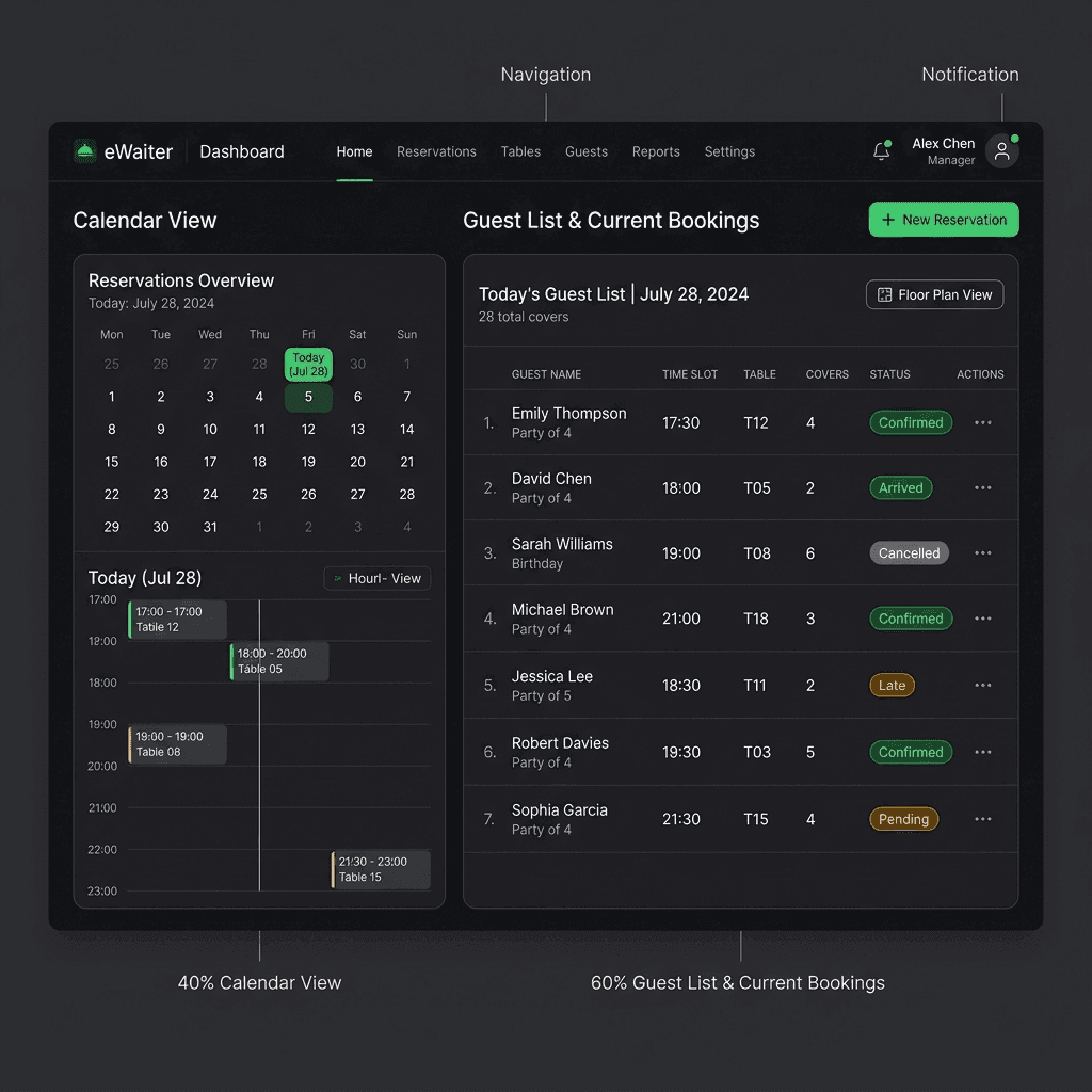 Table Reservations Dashboard